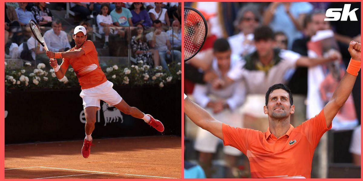 Novak Djokovic in action during the Italian Open final
