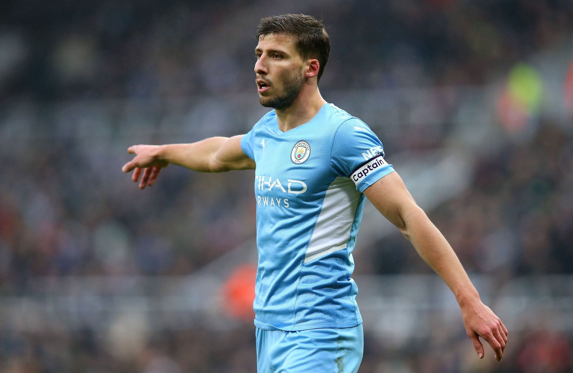 Manchester City&#039;s Ruben Dias was taken off at half-time against the Magpies