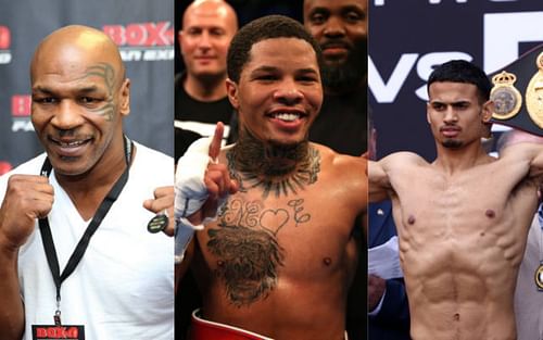 Mike Tyson (left), Gervonta Davis (center), and Rolly Romero (right) (Image credits Getty)