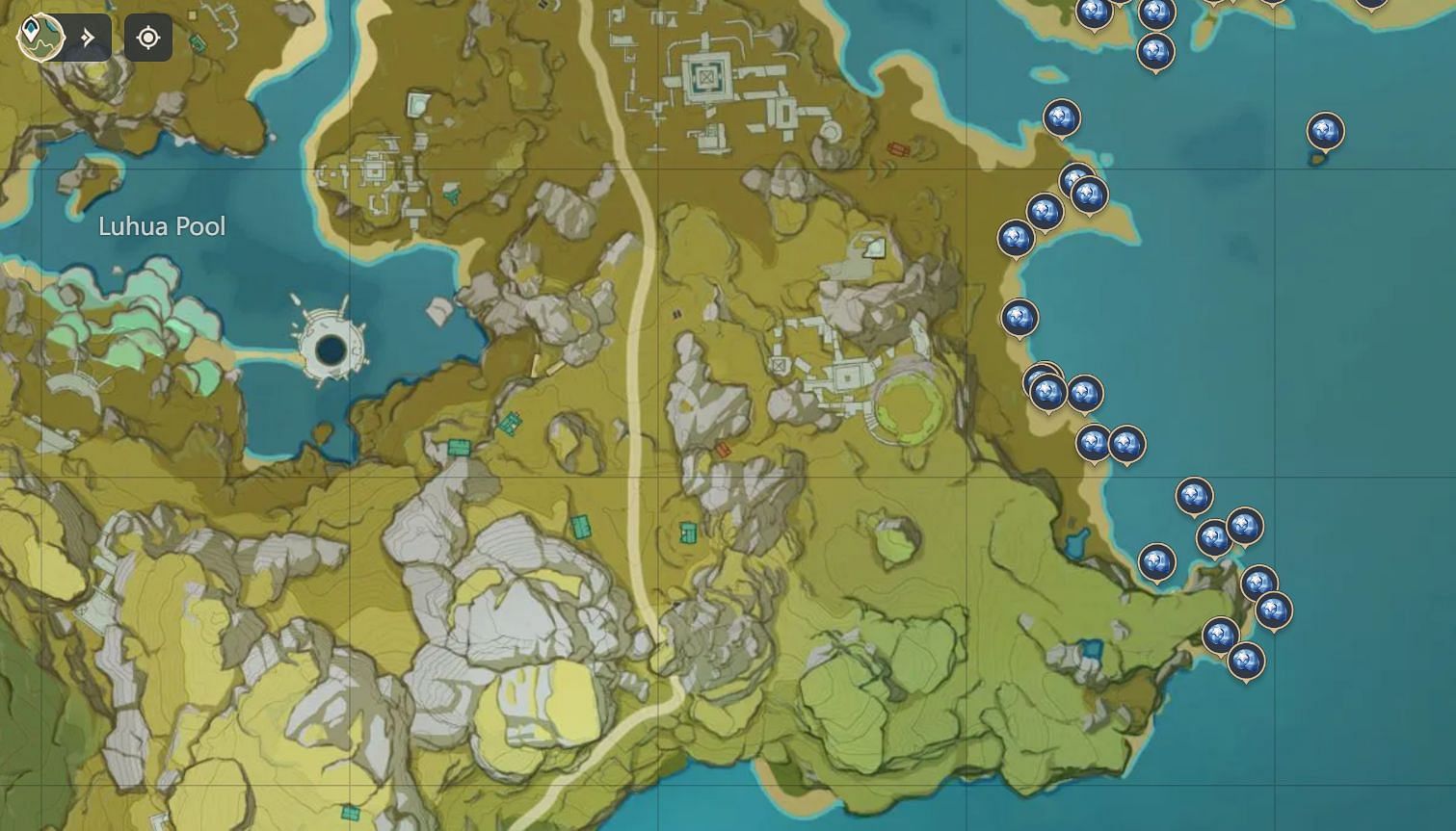 Starconches location at Guili Plains (Image via Genshin Impact Interactive Map)