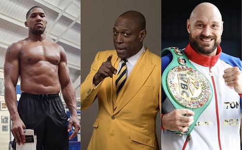 Anthony Joshua (left), Frank Bruno (middle), Tyson Fury (right)