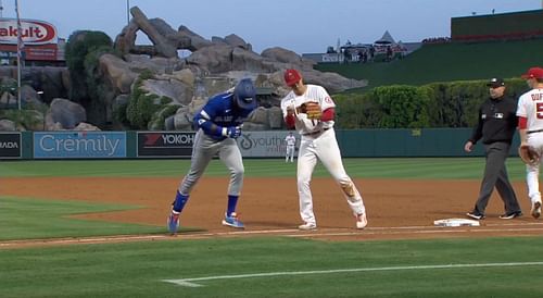 Shohei Ohtani escorting Blue Jays player to dugout via Reddit