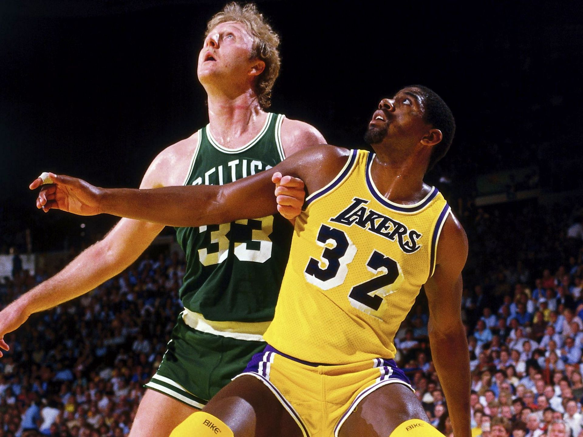 Los Angeles Lakers legend Magic Johnson and Boston Celtics legend Larry Bird