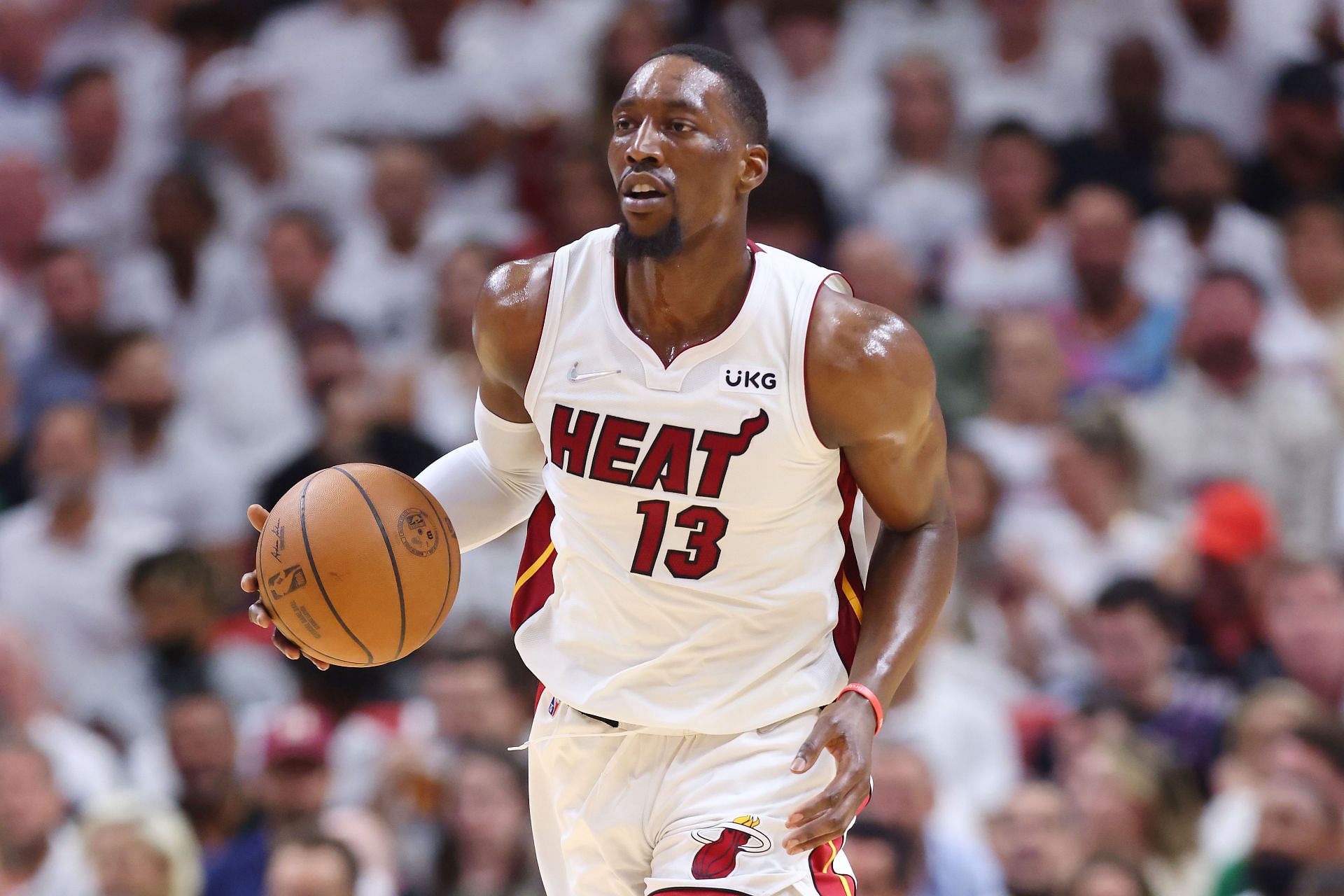 Bam Adebayo along with PJ Tucker, Victor Oladipo and Max Strus put the Heat on their back and took a road-game win in Boston on Saturday.
