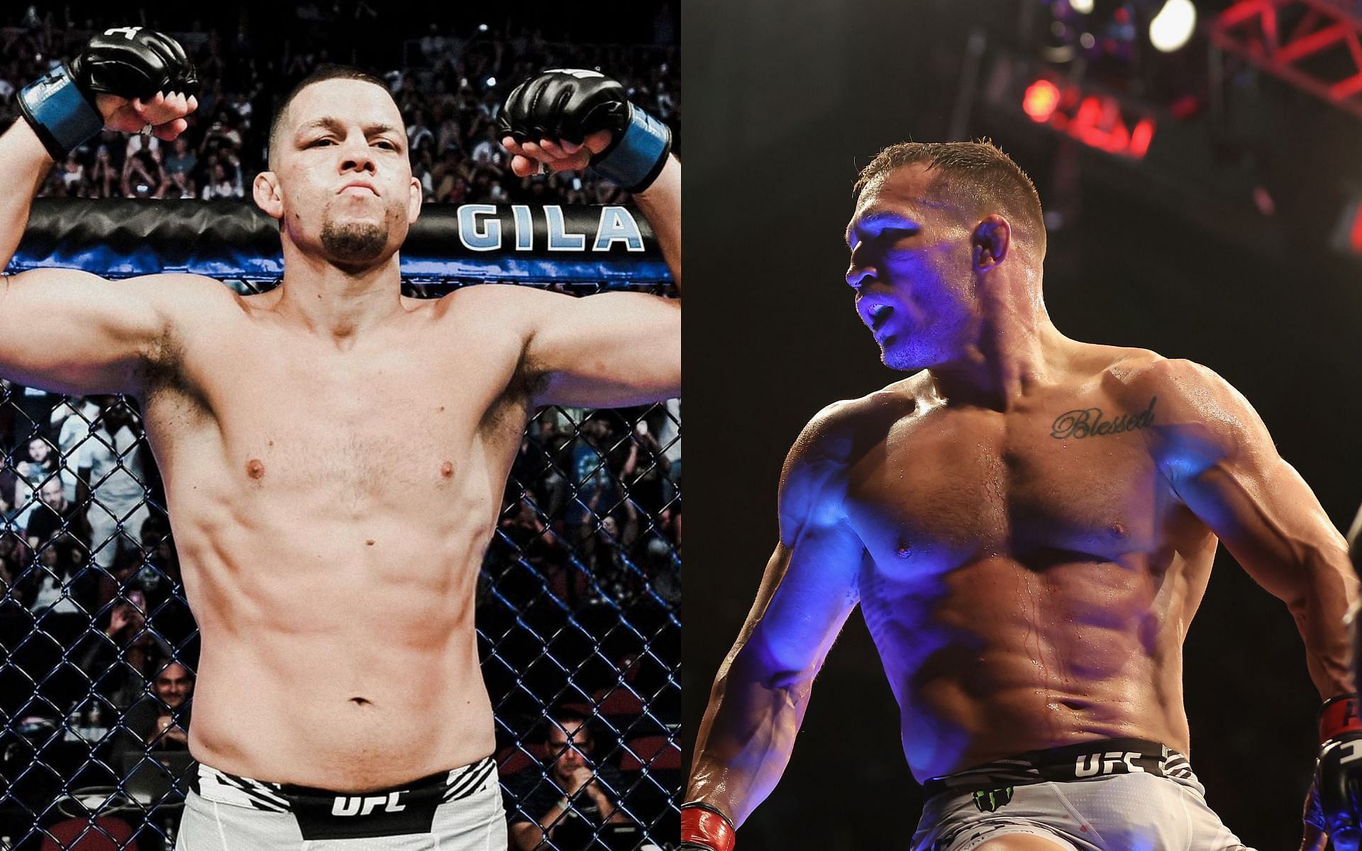 Nate Diaz (left), Michael Chandler (right) [Left image via @natediaz209 on Instagram]