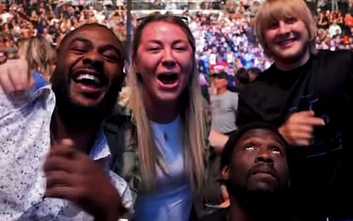 Aljamain Sterling, Molly McCann, Aljamain Sterling, and Paddy Pimblett (Image via Twitter / @ESPNMMA)