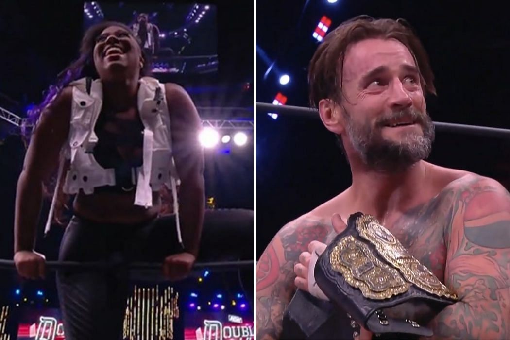 Athena fka Ember Moon(left); New AEW World Champion CM Punk (right)