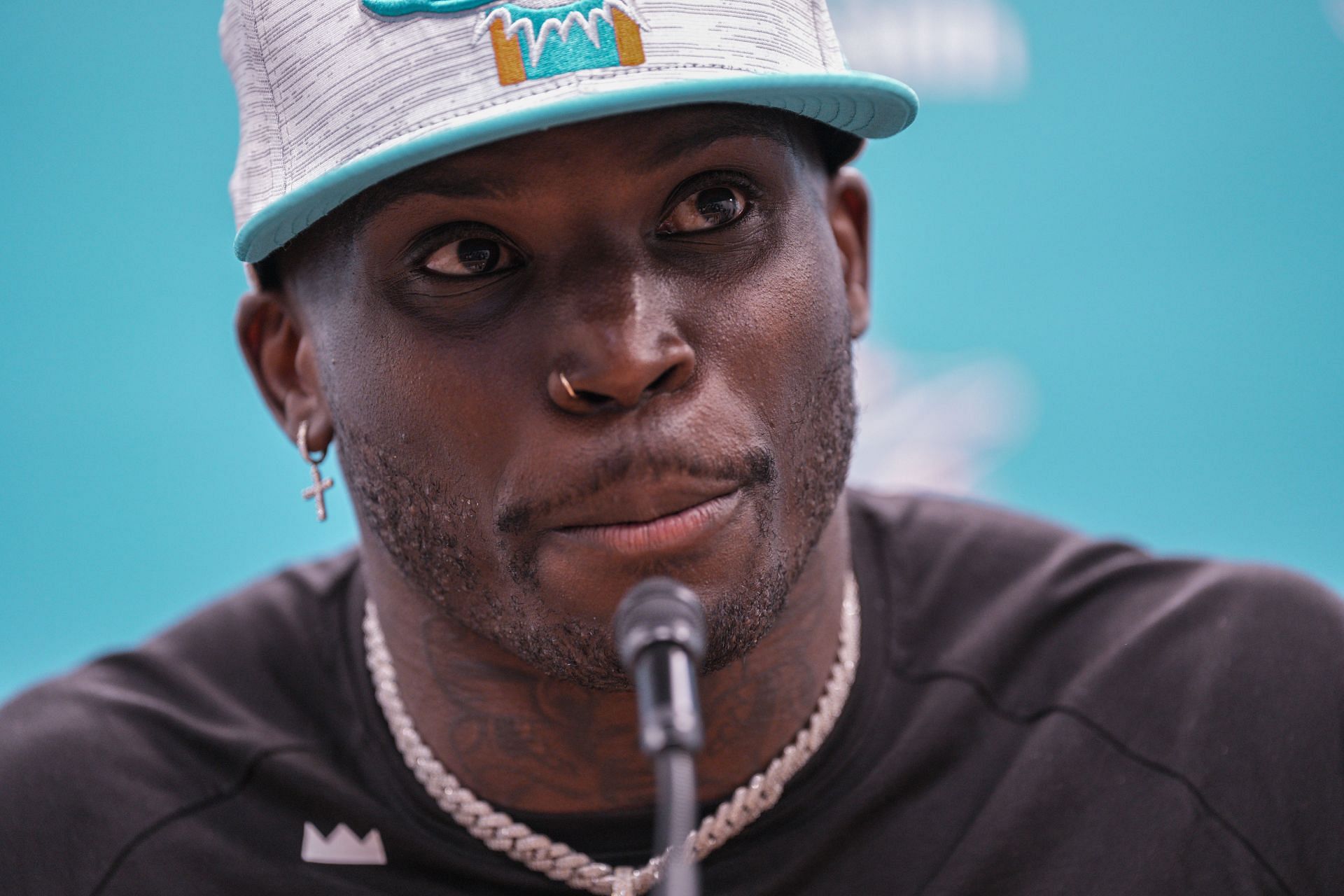 Tyreek Hill at a Miami Dolphins Press Conference
