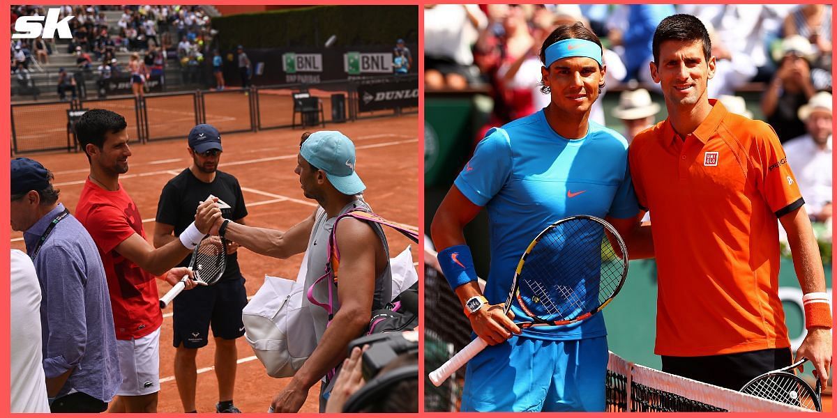 Novak Djokovic and Rafael Nadal greeted each other in a practice session at the Italian Open