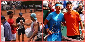 Watch: Rafael Nadal and Novak Djokovic greet each other during practice at the Italian Open