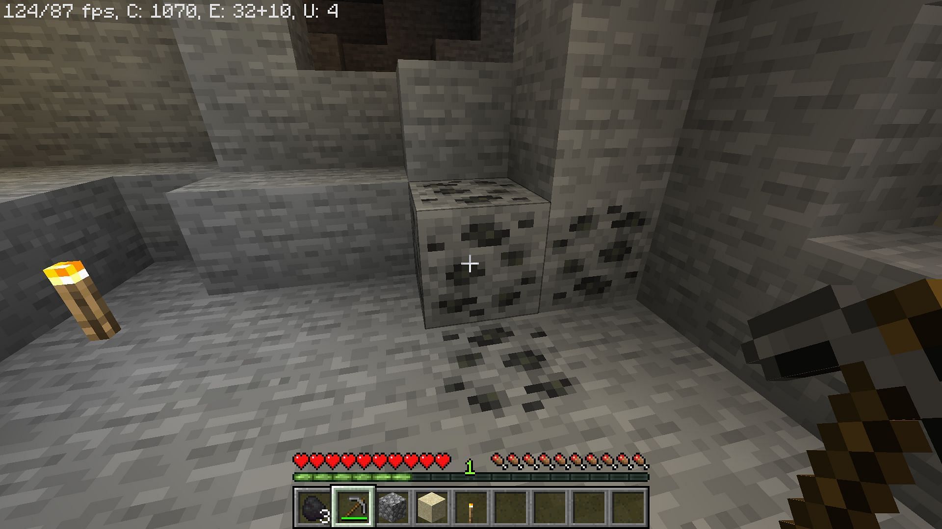 Ore in a cave (Image via Minecraft)