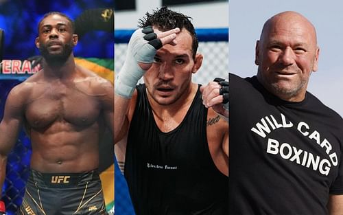 Aljamain Sterling(L) via Instagram/ funkmastermma; Michael Chandler(C) via Instagram/mikechandlermma; Dana White(R)