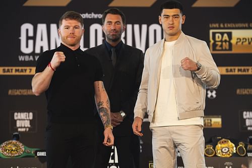 Canelo Alvarez (left) v Dmitry Bivol (right) - Press Conference [Courtesy of Getty]