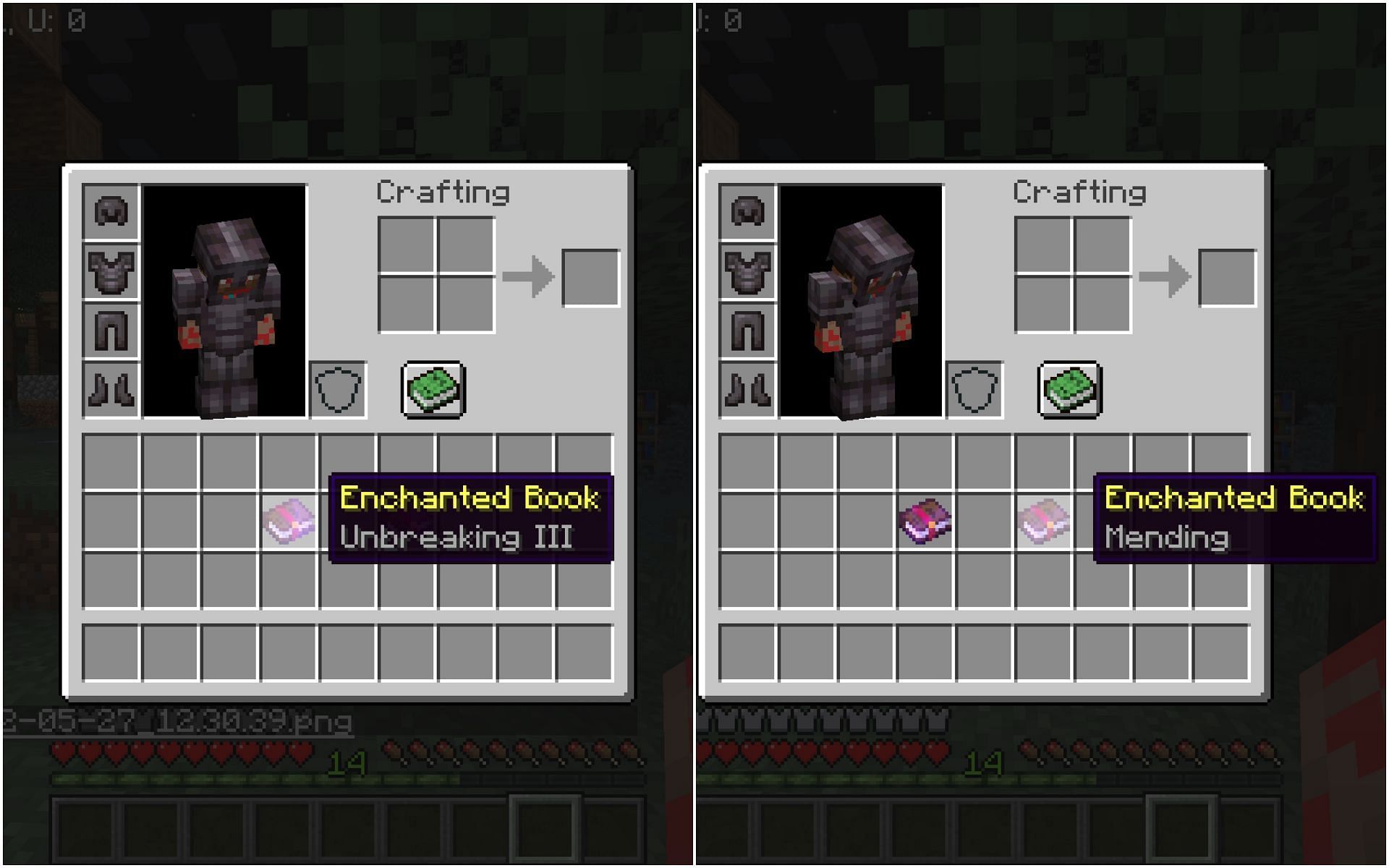 Unbreaking and Mending (Image via Minecraft)