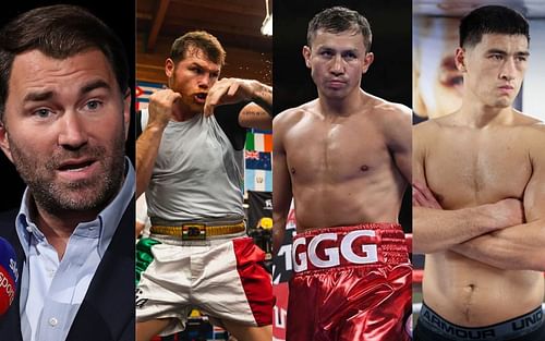 Eddie Hearn, Canelo Alvarez, Gennadiy Golovkin, and Dmitry Bivol