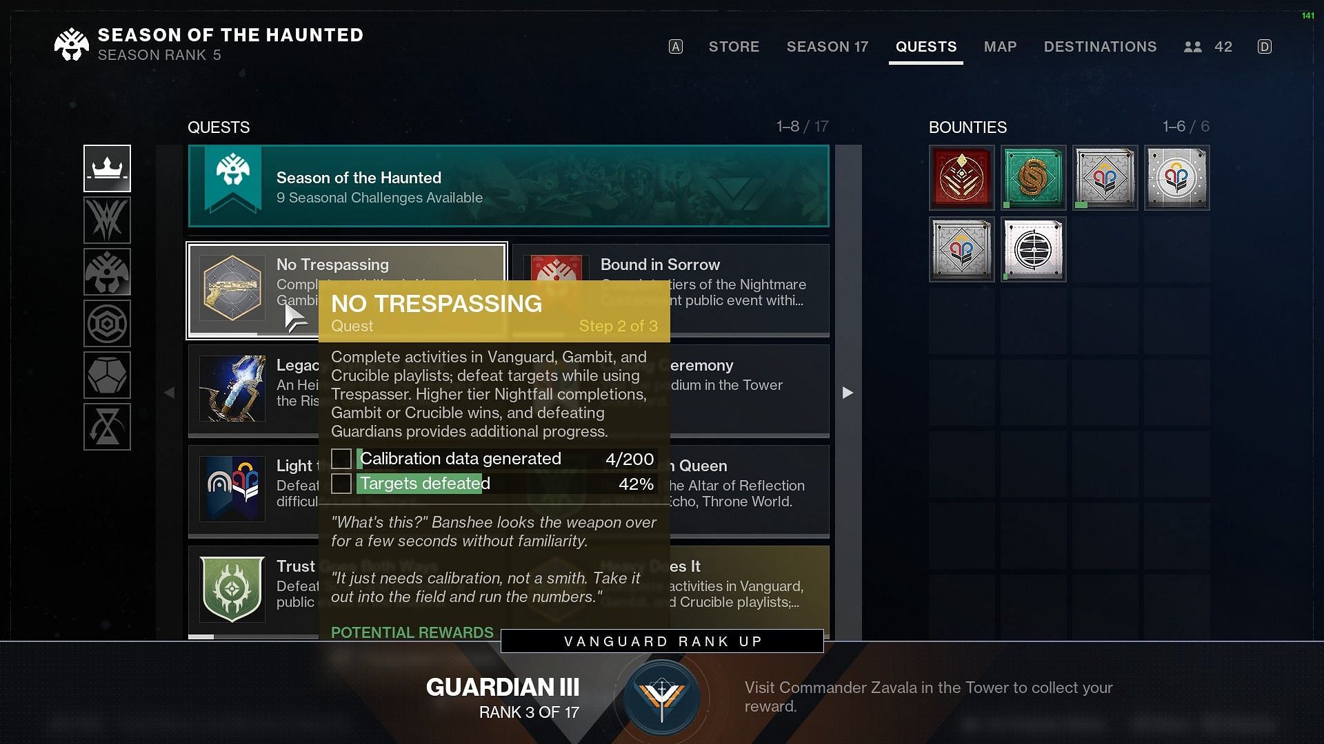 The second step in the questline to acquire the Trespasser Exotic catalyst (Image via Destiny 2)