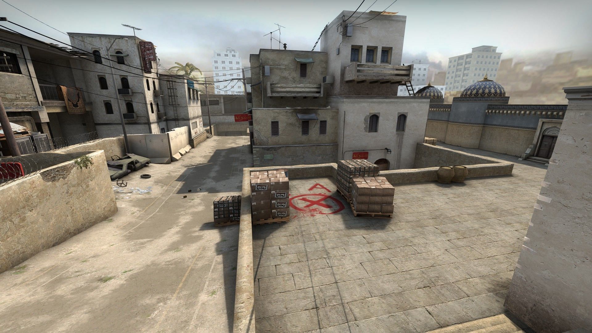 A look at the A bombsite on the Dust 2 map (Image via Valve)