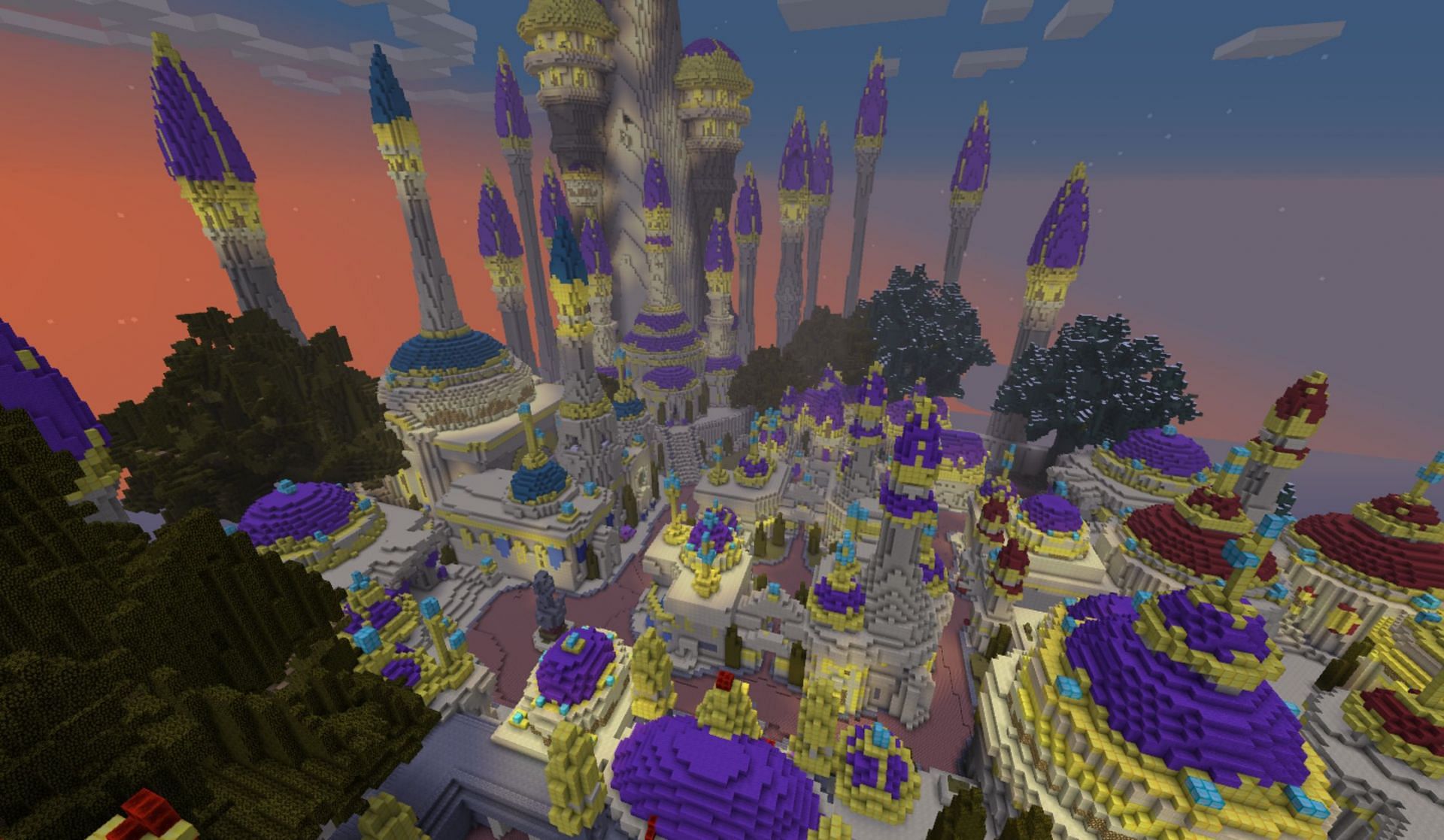 The magic city of Dalaran recreated in Crafting Azeroth (Image via Rumsey/Minecraft Forum)