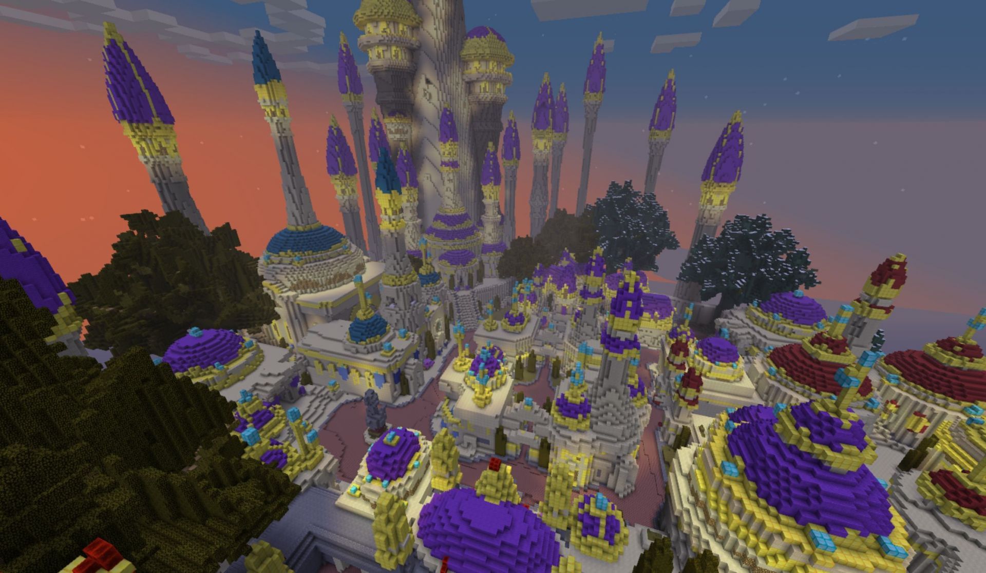 The magic city of Dalaran recreated in Crafting Azeroth (Image via Rumsey/Minecraft Forum)