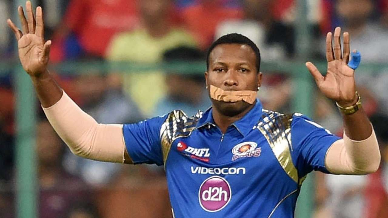The West Indies all-rounder makes a point without saying a word. Pic: IPLT20.COM