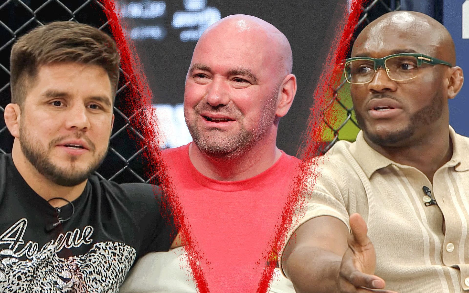 From left to right: Henry Cejudo, Dana White, Kamaru Usman [Image Courtesy: @Chael Sonnen on YouTube]