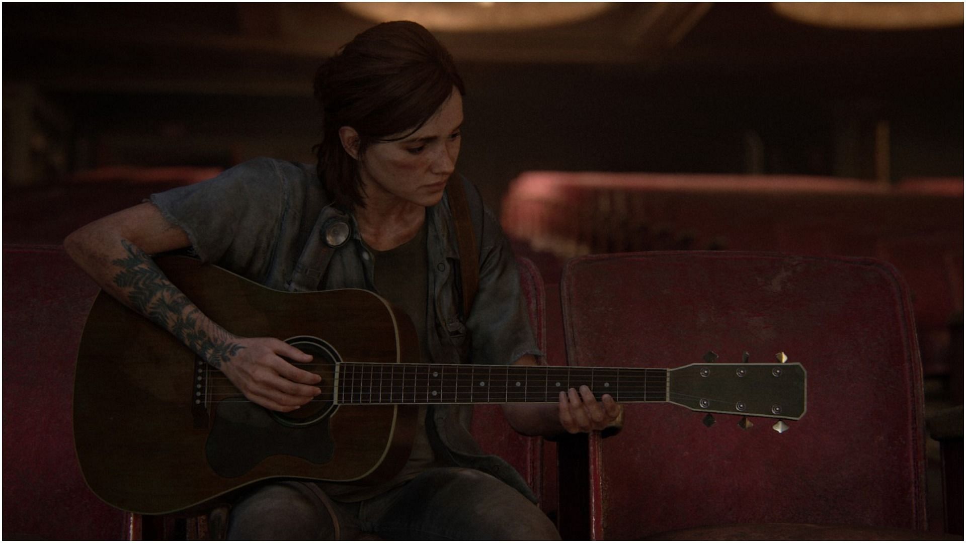 Ellie practices her guitar (Image via Naughty Dog)