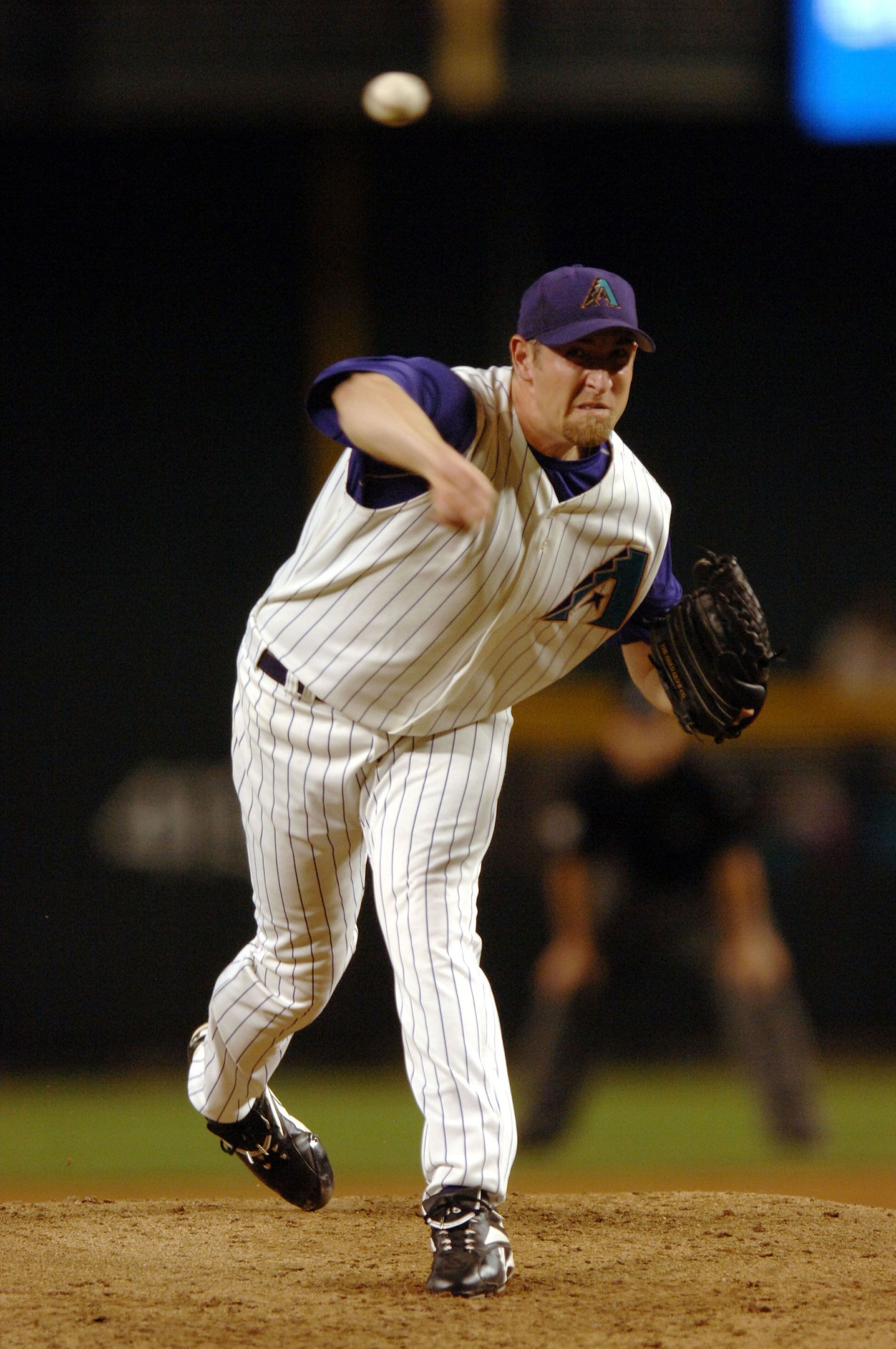 Brandon Webb of the Arizona Diamondbacks pitches against the San Diego Padres