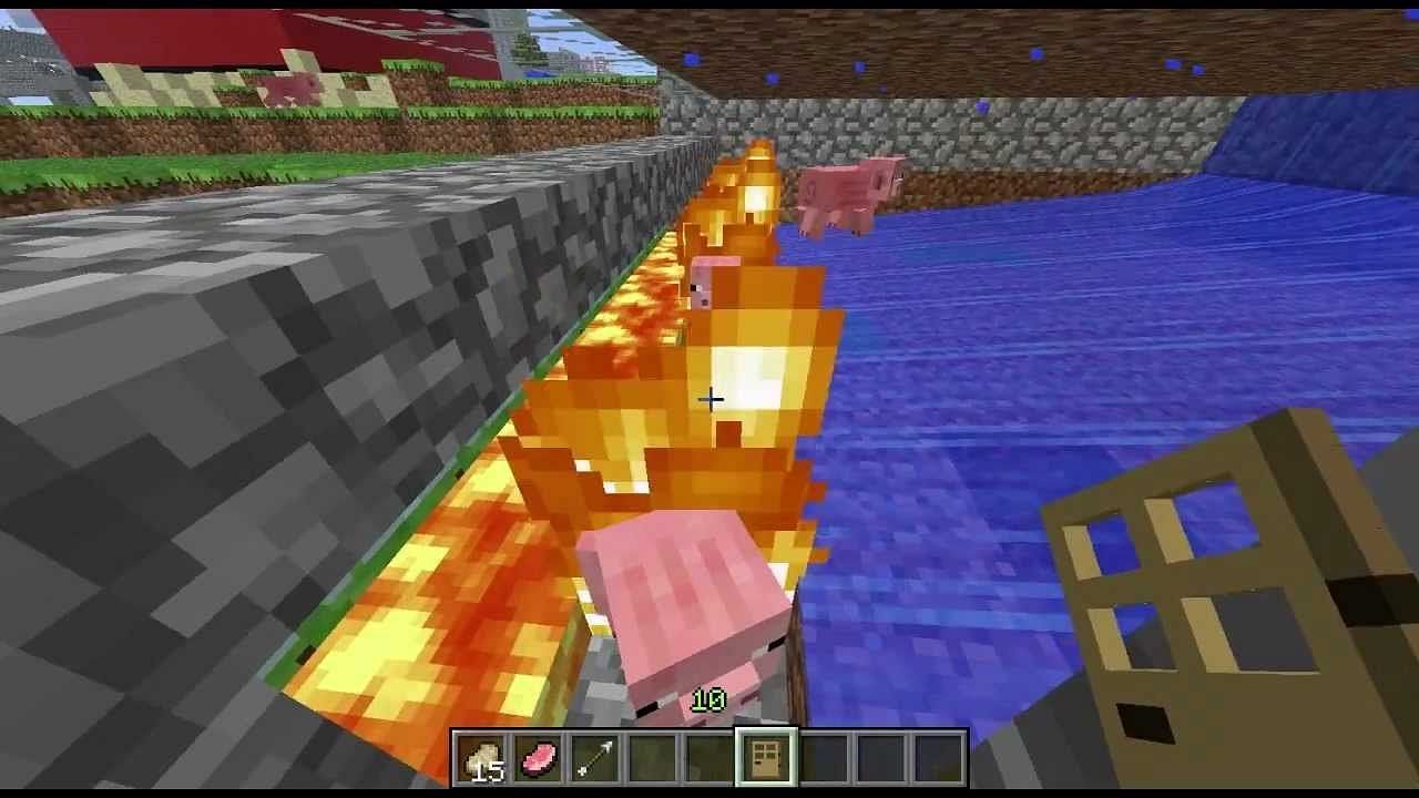 Fire yields cooked meat (Image via Dan Cun/YouTube)