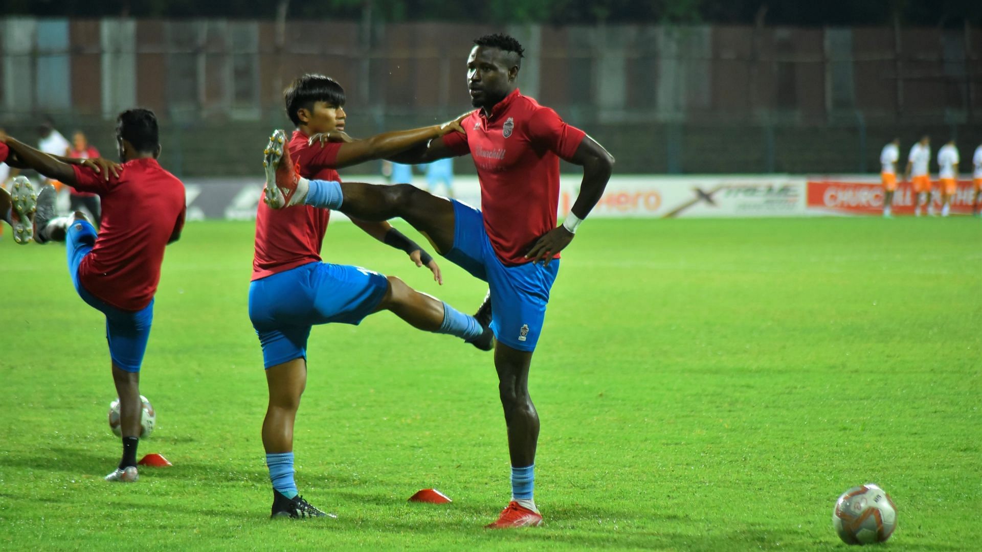 Churchill Brothers SC players training ahead of their clash against Sreenidi Deccan FC. (Image Courtesy: Twitter/ILeagueOfficial)