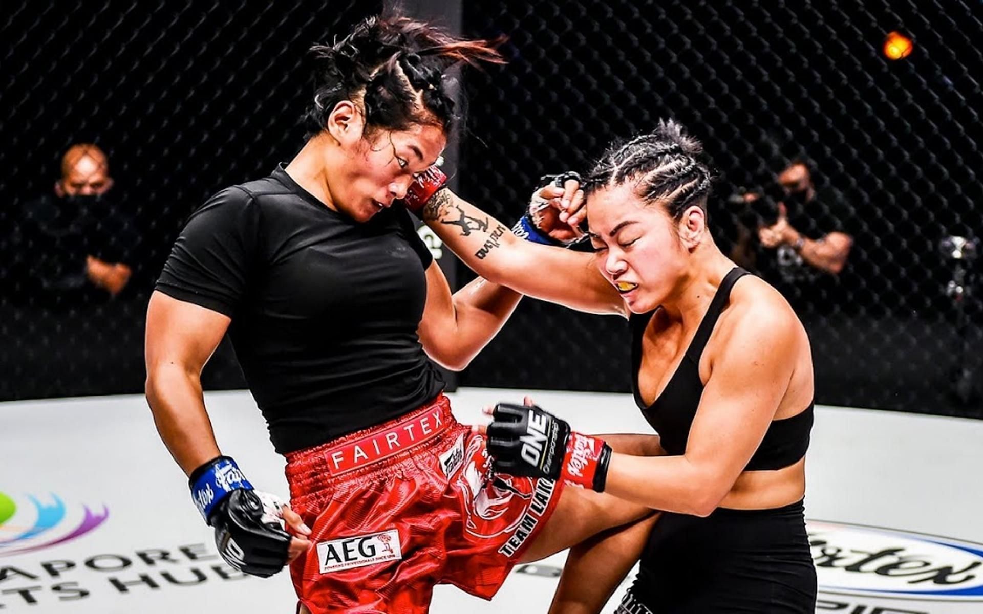 Jenelyn Olsim (left) fought Bi Nguyen (right) back in 2021. (Image courtesy of ONE Championship)