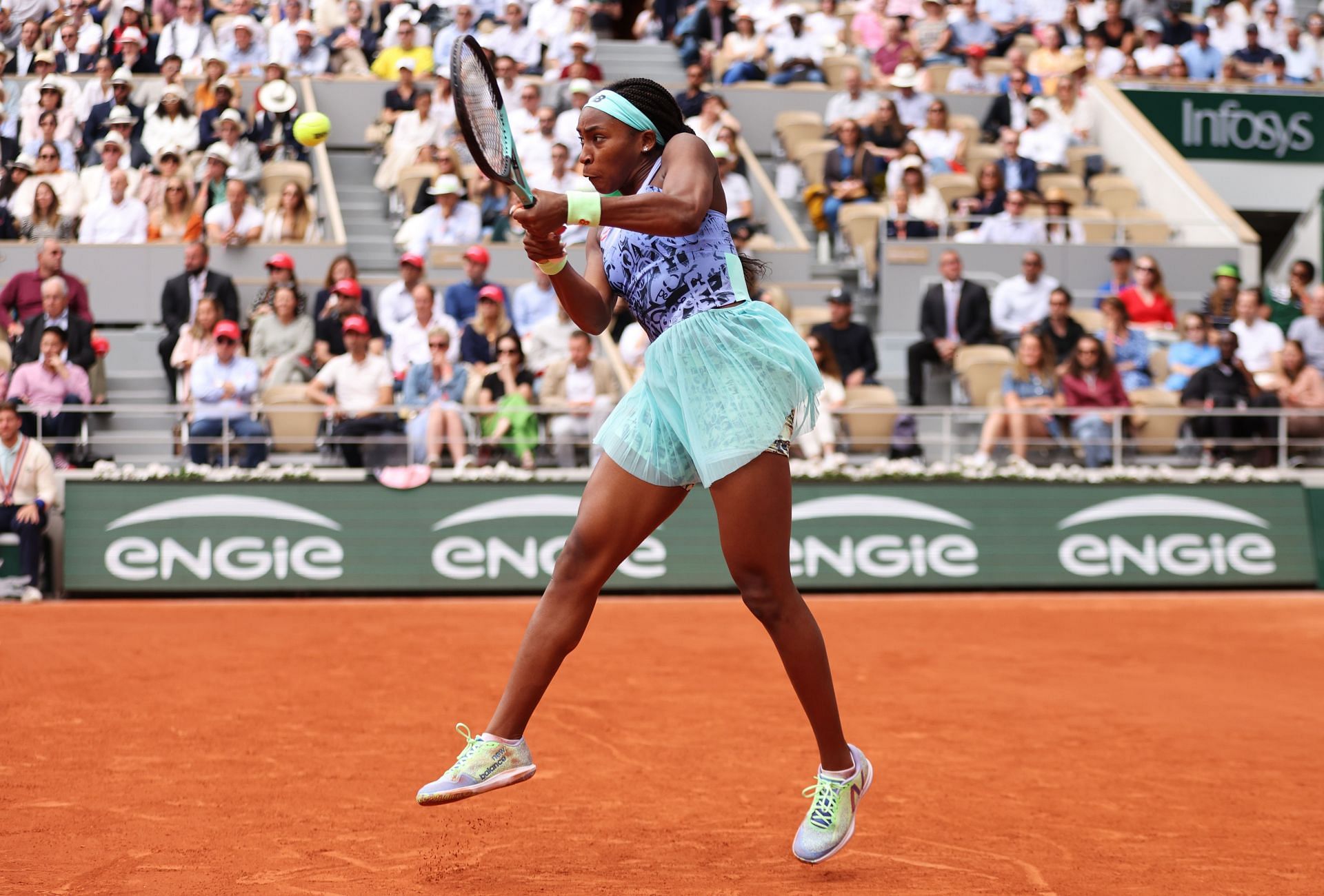 Coco Gauff in action at the 2022 French Open