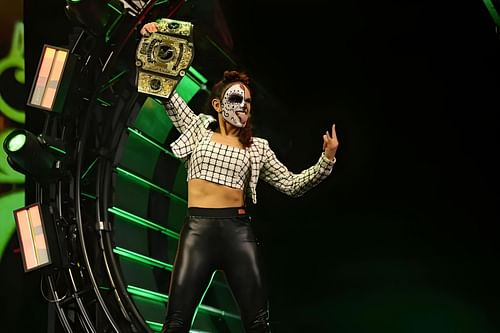 Thunder Rosa with her hard-earned AEW Women's title