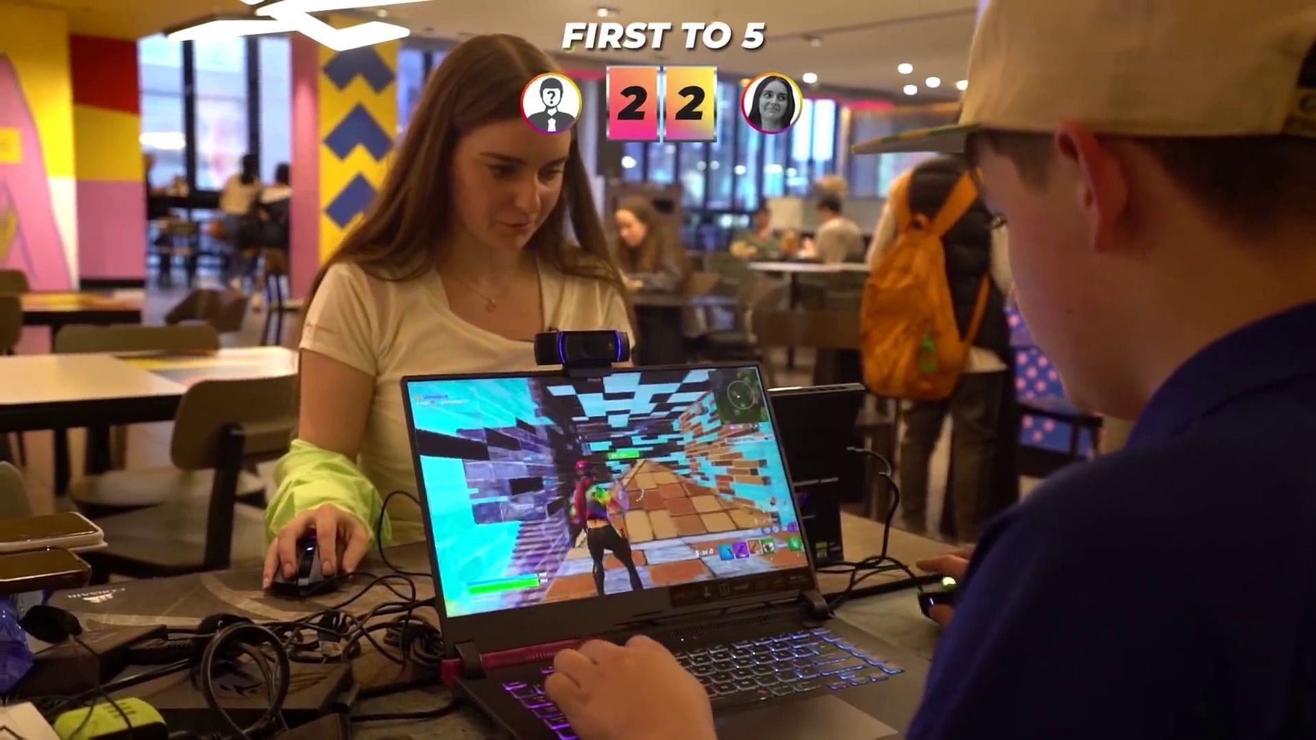 The university students did give her a tough fight (Image via YouTube/Loserfruit)