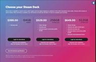 The official website shows what comes with each version of Steam Deck (Image via Valve)