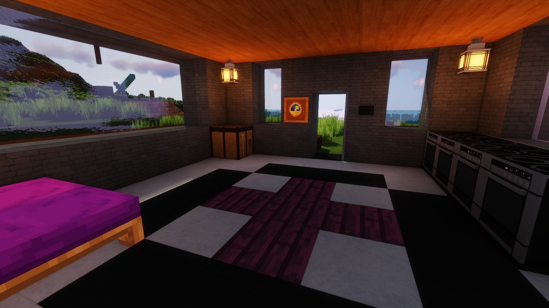 The build with the ModernArch texture pack (Image via Minecraft)