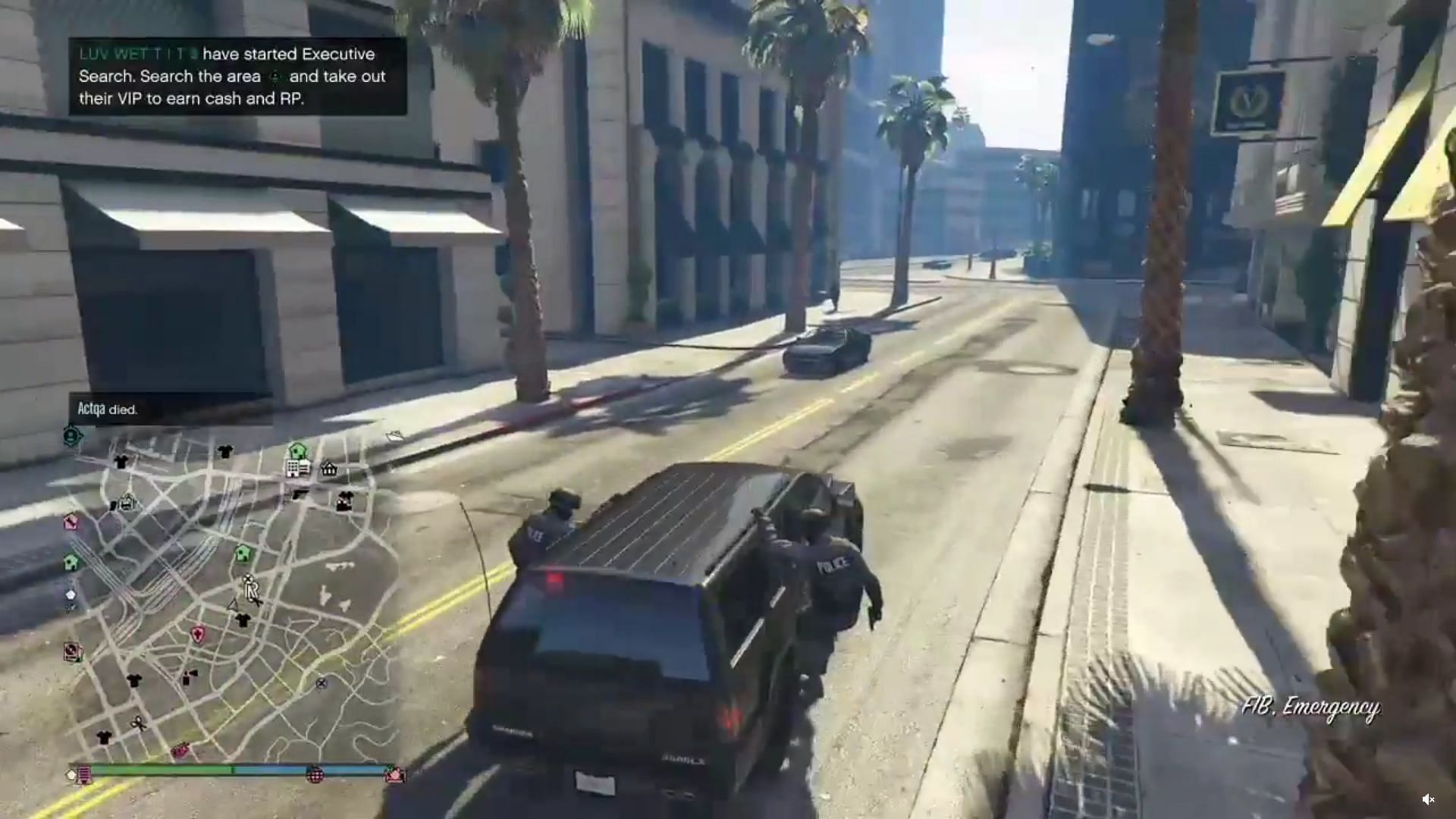Bellzalito gets onto an LSPD SUV and leaves with his buddies. (Image via Reddit/fuego_bellzalito62)