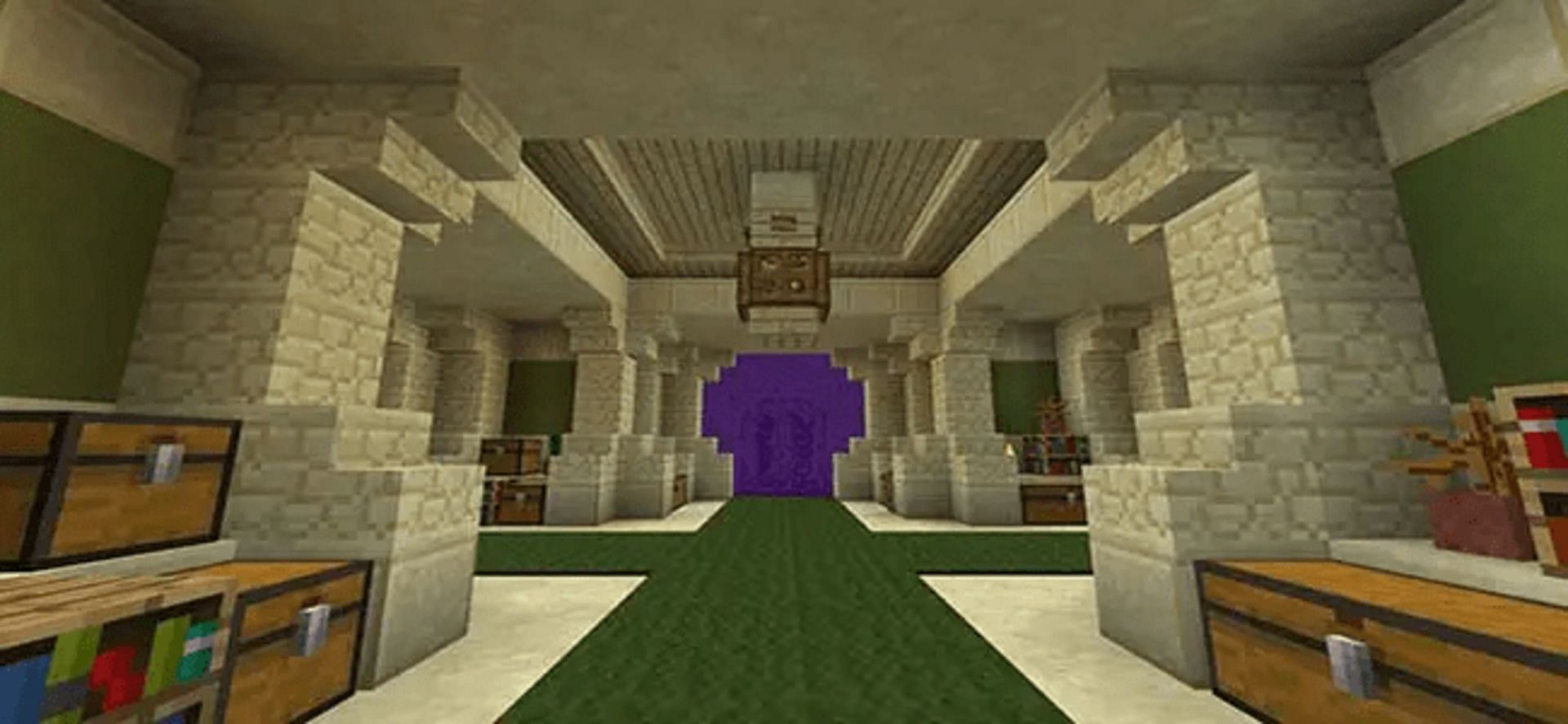 Keeping a Nether portal close by ensures players can stay safe and drop off their items (Image via EnderChest)