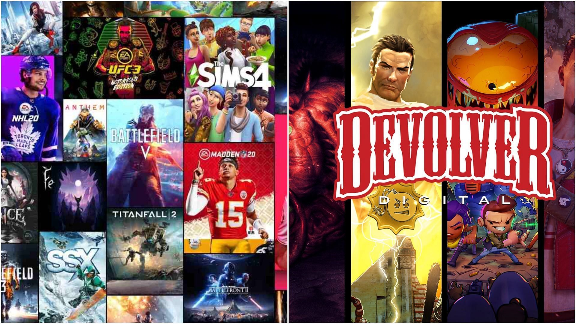 Devolver has mocked EA for their tactics with lootboxes and more (Images via EA and Devolver)