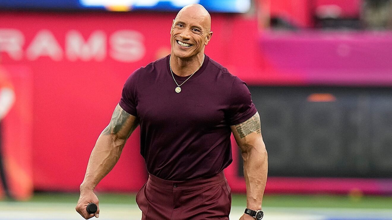 Dwayne &#039;The Rock&#039; Johnson at a sporting event.