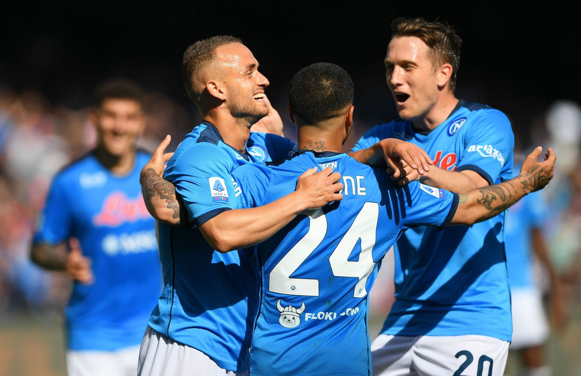 Dries Mertens and Victor Osimhen of SSC Napoli celebrate the 3-0