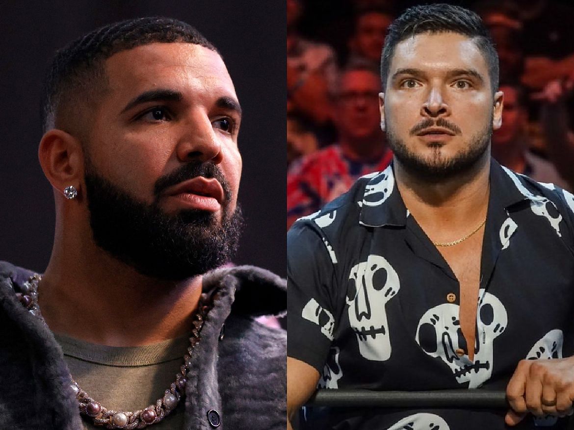Rap artist Drake (left) and AEW star Ethan Page (right).