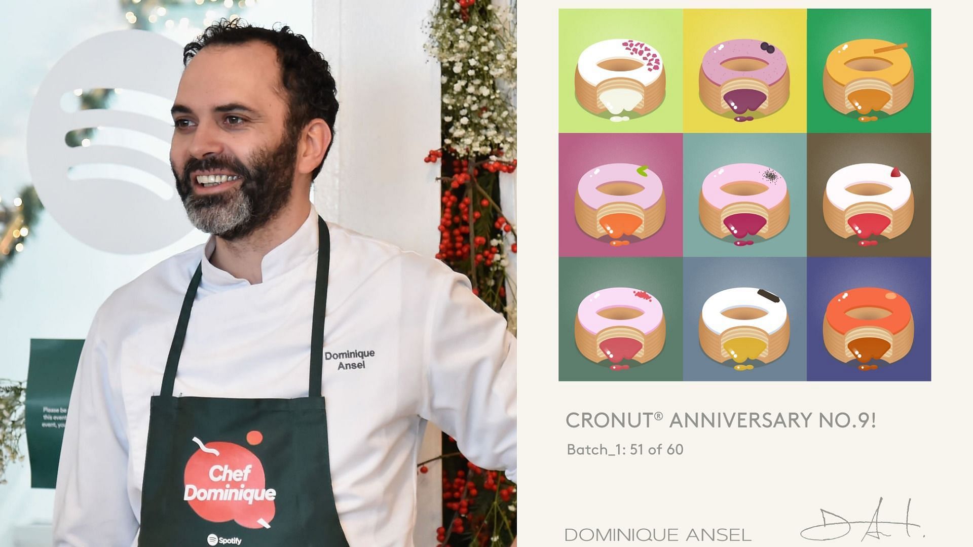Chef Dominique Ansel releases Cronut NFTs to celebrate its 9th anniversary (Images via Kevin Mazur/Getty Images and Dominique Ansel Bakery)