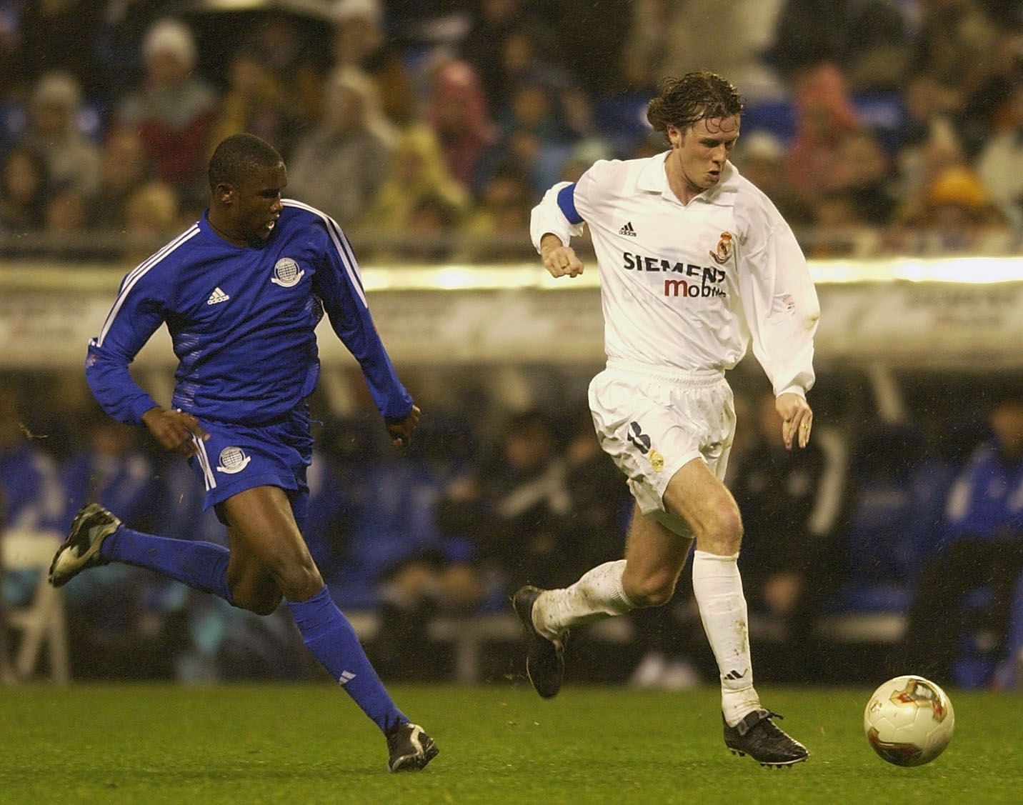 Real Madrid&#039;s McManaman competing with Etoo
