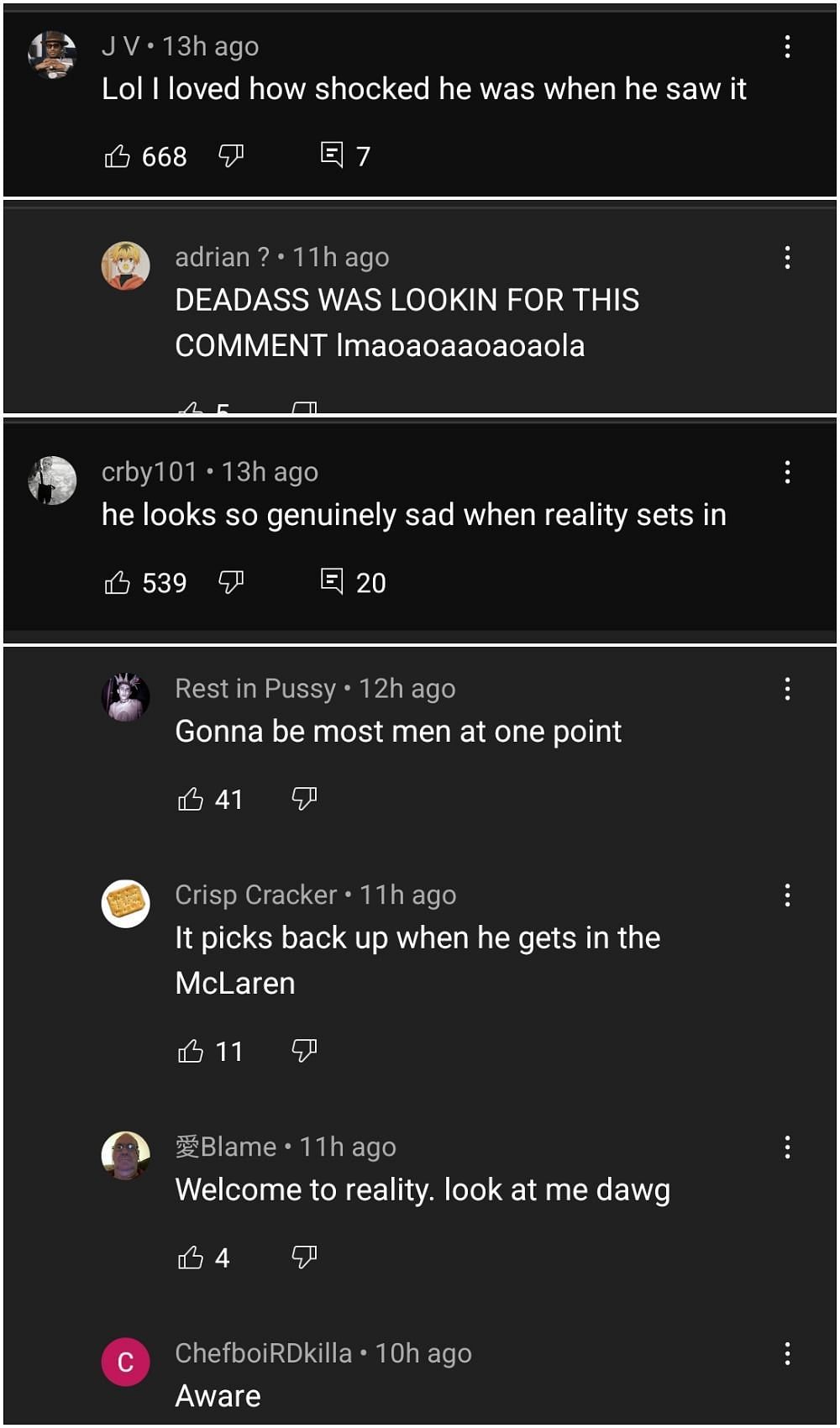 There was no mercy for Felix in his own comments section (Image via YouTube)