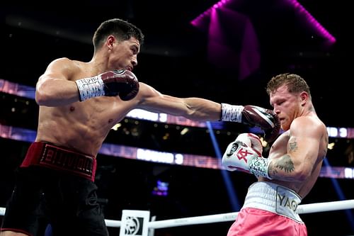 Canelo Alvarez (right) vs. Dmitry Bivol (left) at the T-Mobile Arena