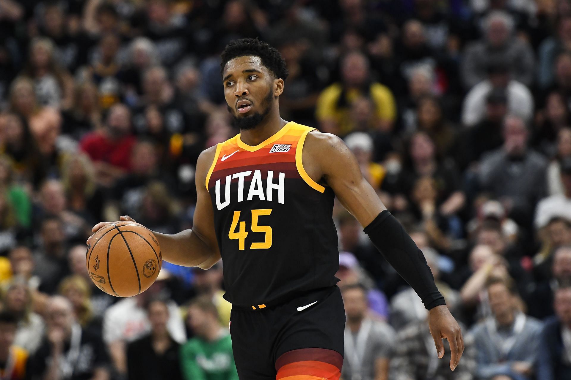 Donovan Mitchell in action against the Dallas Mavericks - Game Six