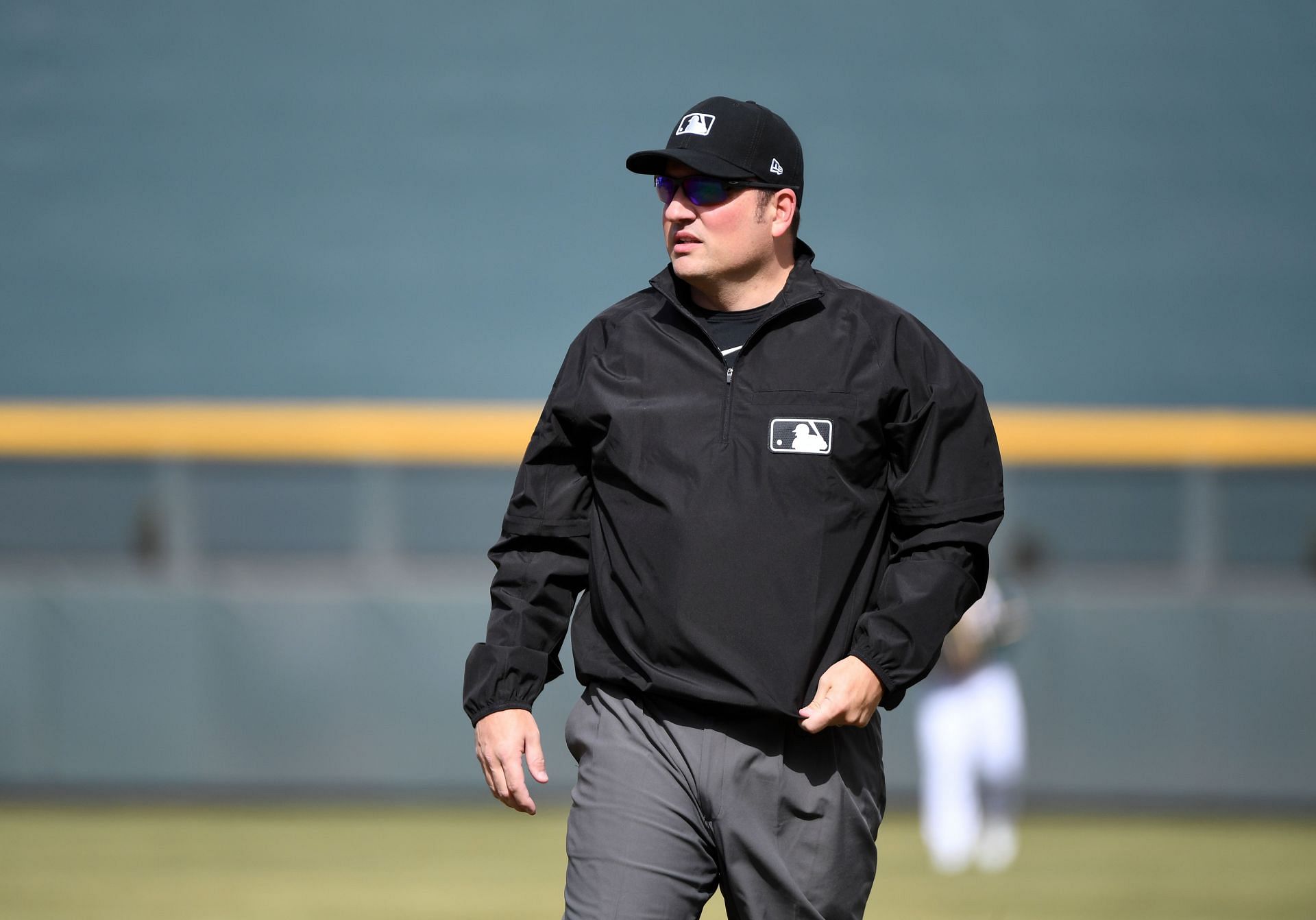 Umpire Dan Bellino ejected Madison Bumgarner in the first inning of Wednesday&#039;s game between the Arizona Diamondbacks and Miami Marlins Enter caption