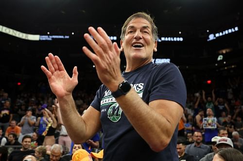 Dallas Mavericks owner Mark Cuban celebrates Game 7 victory over the Phoenix Suns