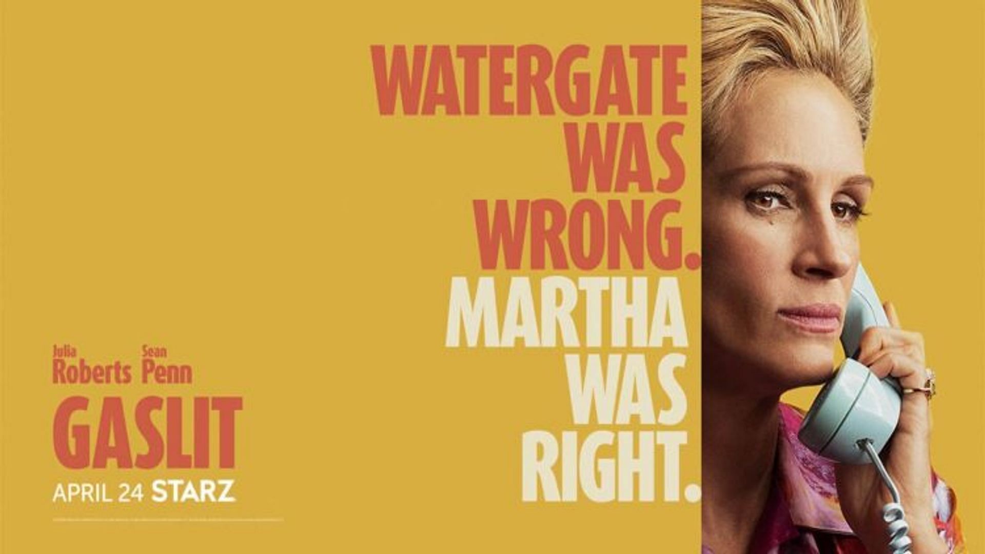 Starz&#039;s official poster for Gaslit starring Julia Roberts (Image via Stars Channel)