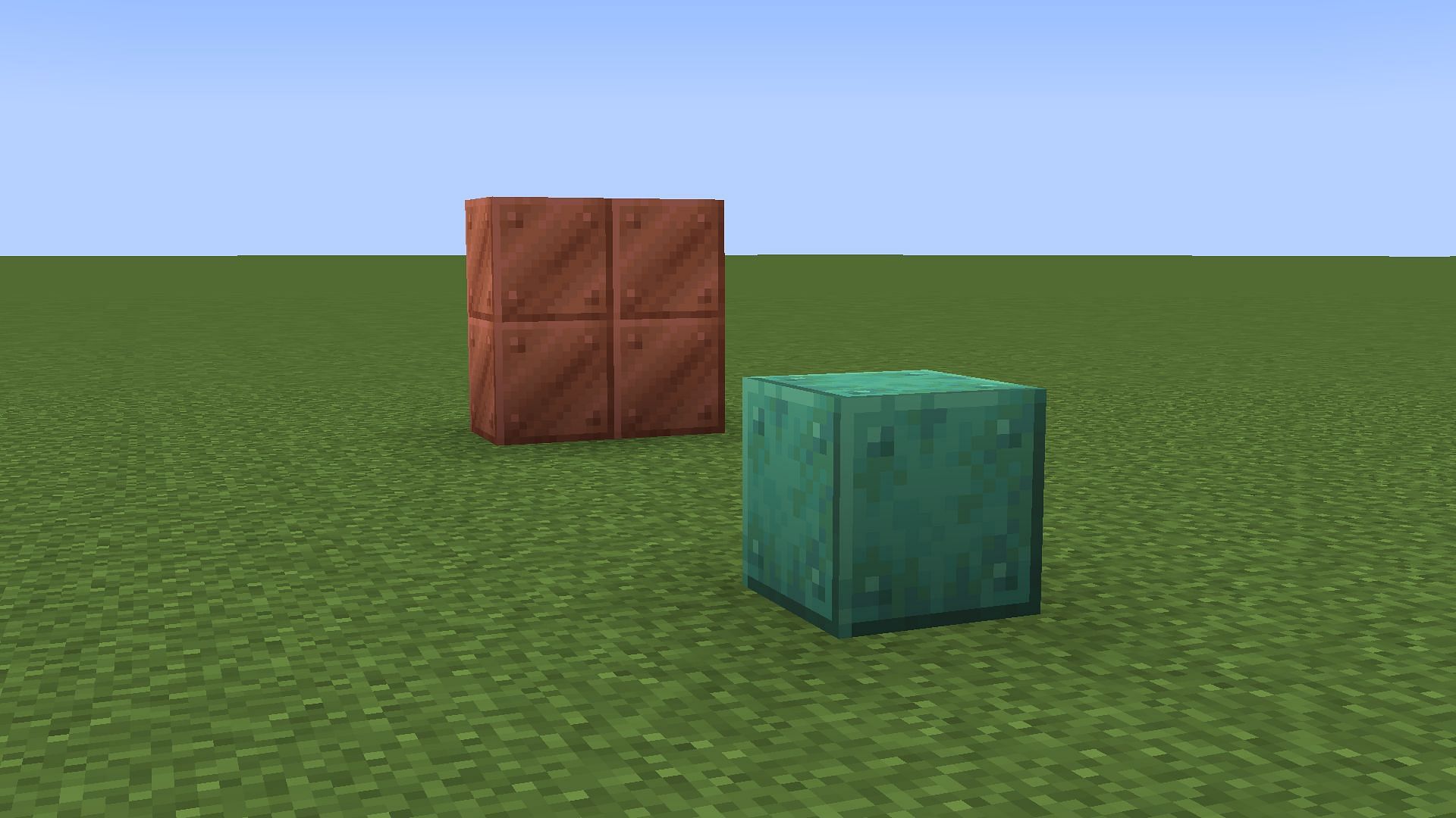 The separate block oxidizes quicker than stacked blocks (Image via Minecraft)